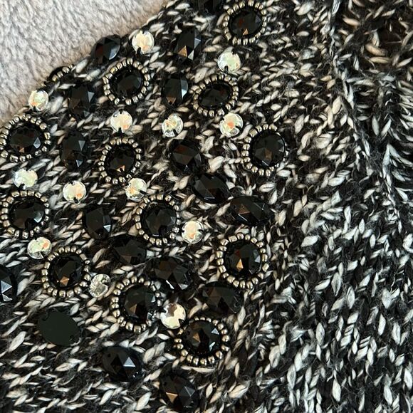Boston Proper marled knit sweater  tunic with rhinestone shoulders - Size L - Picture 6 of 8